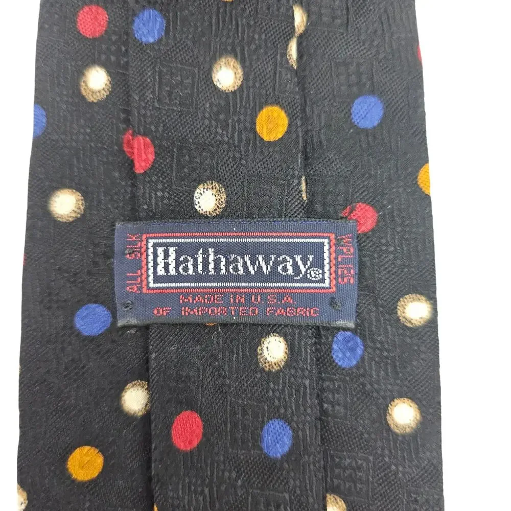 Hathaway Silk Tie Navy Blue Golf Golfer Novelty Polka Dot Print Geometric 56.25